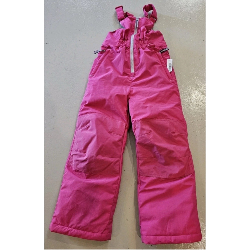 AMAZON ESSENTIALS KID GIRLS WATERRESISTANT INSULATED SNOW BIB OVERALLS PINK-larg